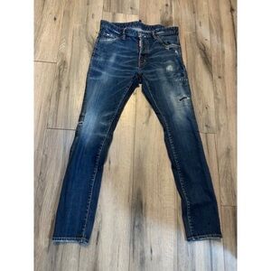 DSquared2 Mens 48 (32) Cool Guy Skater Straight Leg Button Fly Distressed Blue J